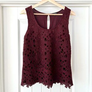 Burgundy Floral Lace Top